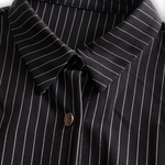 Tatjána – Fekete Fine Stripe Midi ing ruha