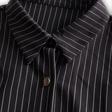 Tatjána – Fekete Fine Stripe Midi ing ruha