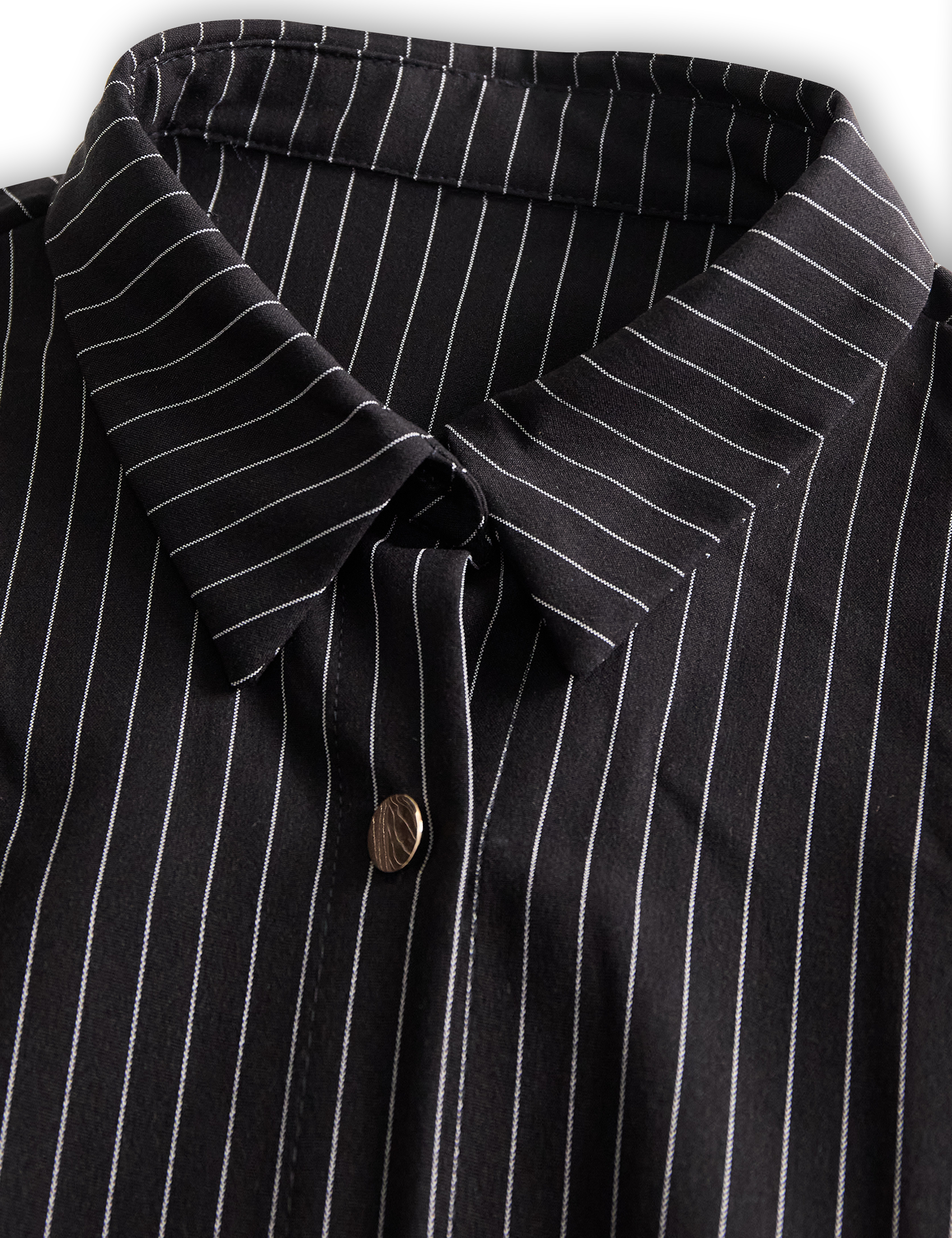 Tatjána – Fekete Fine Stripe Midi ing ruha