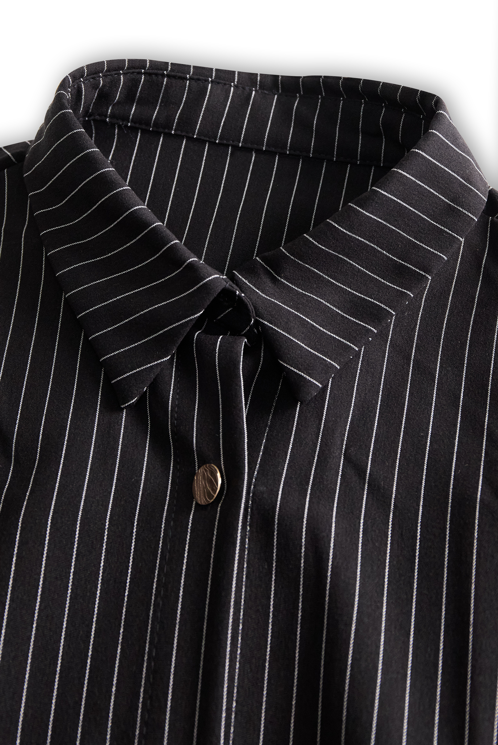 Tatjána – Fekete Fine Stripe Midi ing ruha