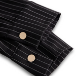 Tatjána – Fekete Fine Stripe Midi ing ruha
