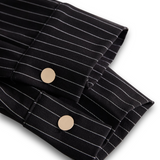 Tatjána – Fekete Fine Stripe Midi ing ruha