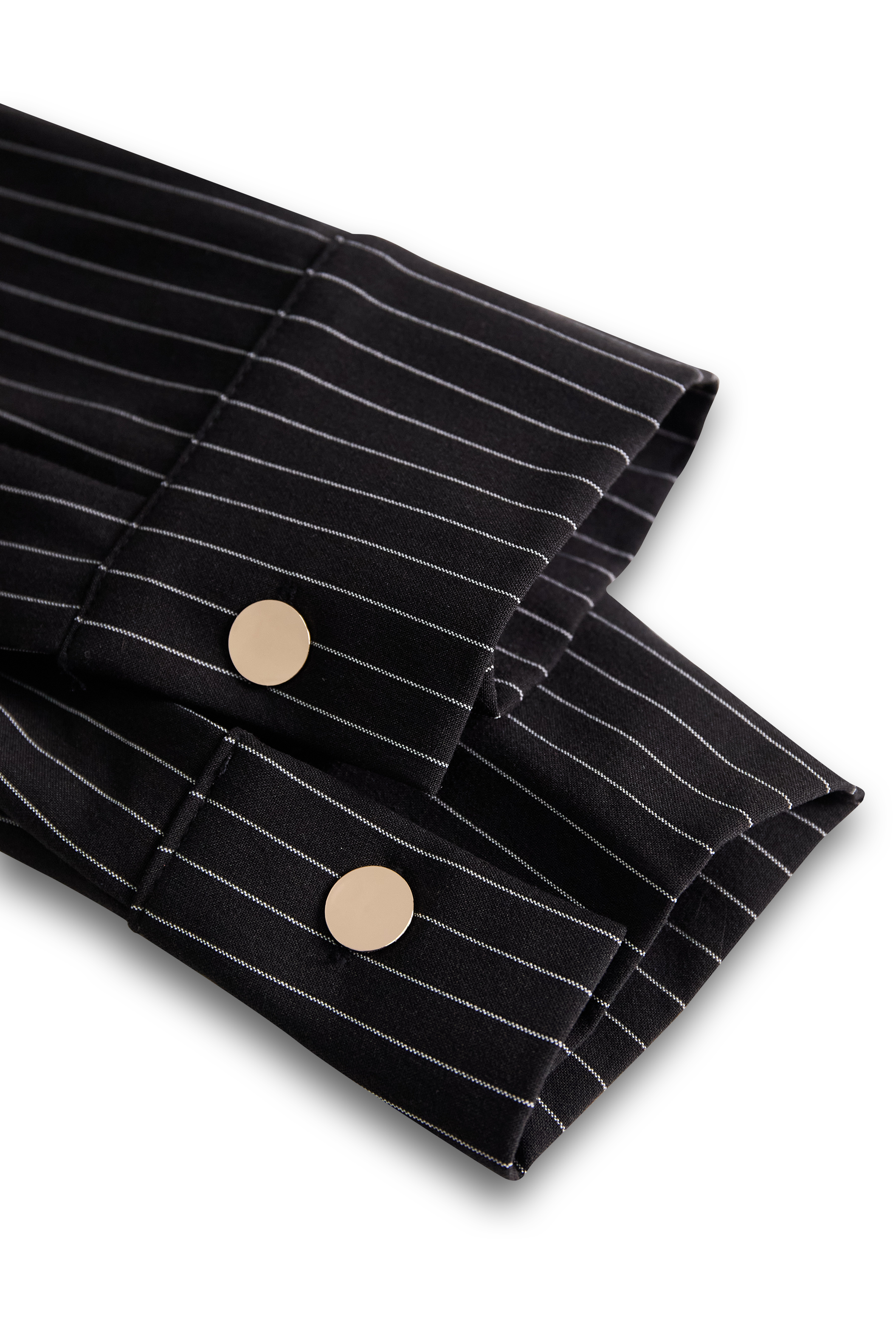 Tatjána – Fekete Fine Stripe Midi ing ruha