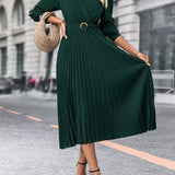 Elina – Elegáns, hosszú ujjú, redőzött női Midi ruha