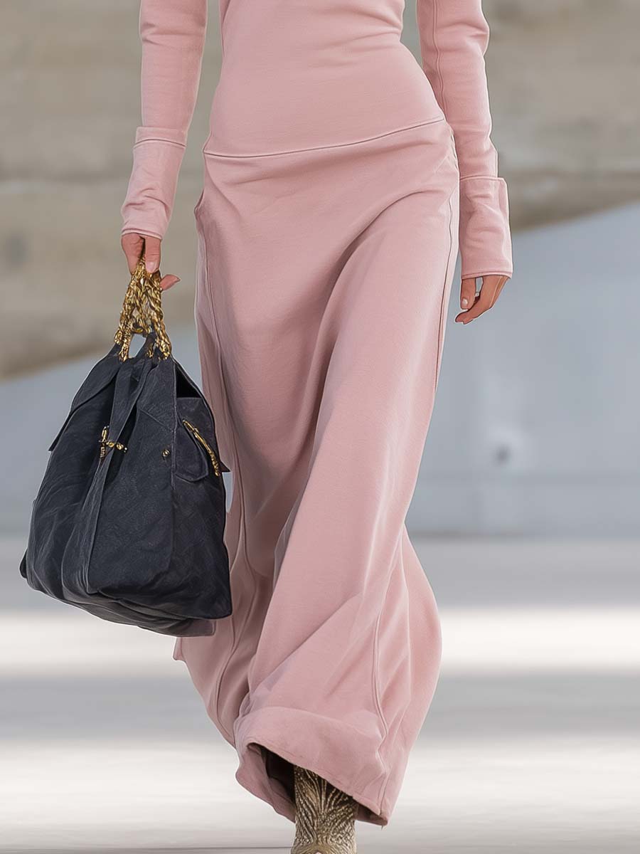 Valeria – Elegáns retro sport maxi ruha V-nyakkal és cipzárral