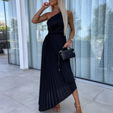 Gabriella – Egyvállú pliszírozott maxi ruha