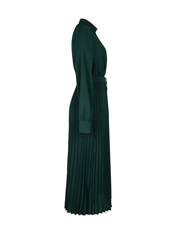 Elina – Elegáns, hosszú ujjú, redőzött női Midi ruha