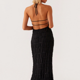 Katalin – Fekete Halter Maxi Nyári Ruha