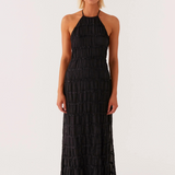 Katalin – Fekete Halter Maxi Nyári Ruha