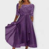 Katalin – Elegáns ruha Bordado Bodice-val és rövid ujjú
