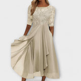 Katalin – Elegáns ruha Bordado Bodice-val és rövid ujjú