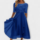 Katalin – Elegáns ruha Bordado Bodice-val és rövid ujjú