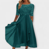 Katalin – Elegáns ruha Bordado Bodice-val és rövid ujjú