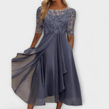 Katalin – Elegáns ruha Bordado Bodice-val és rövid ujjú
