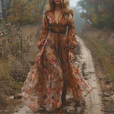 Ilonka – Boho Maxi ruha puffos ujjakkal
