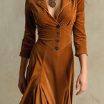 Veronika – Kabát típusú bársony ruha, retro stílusú