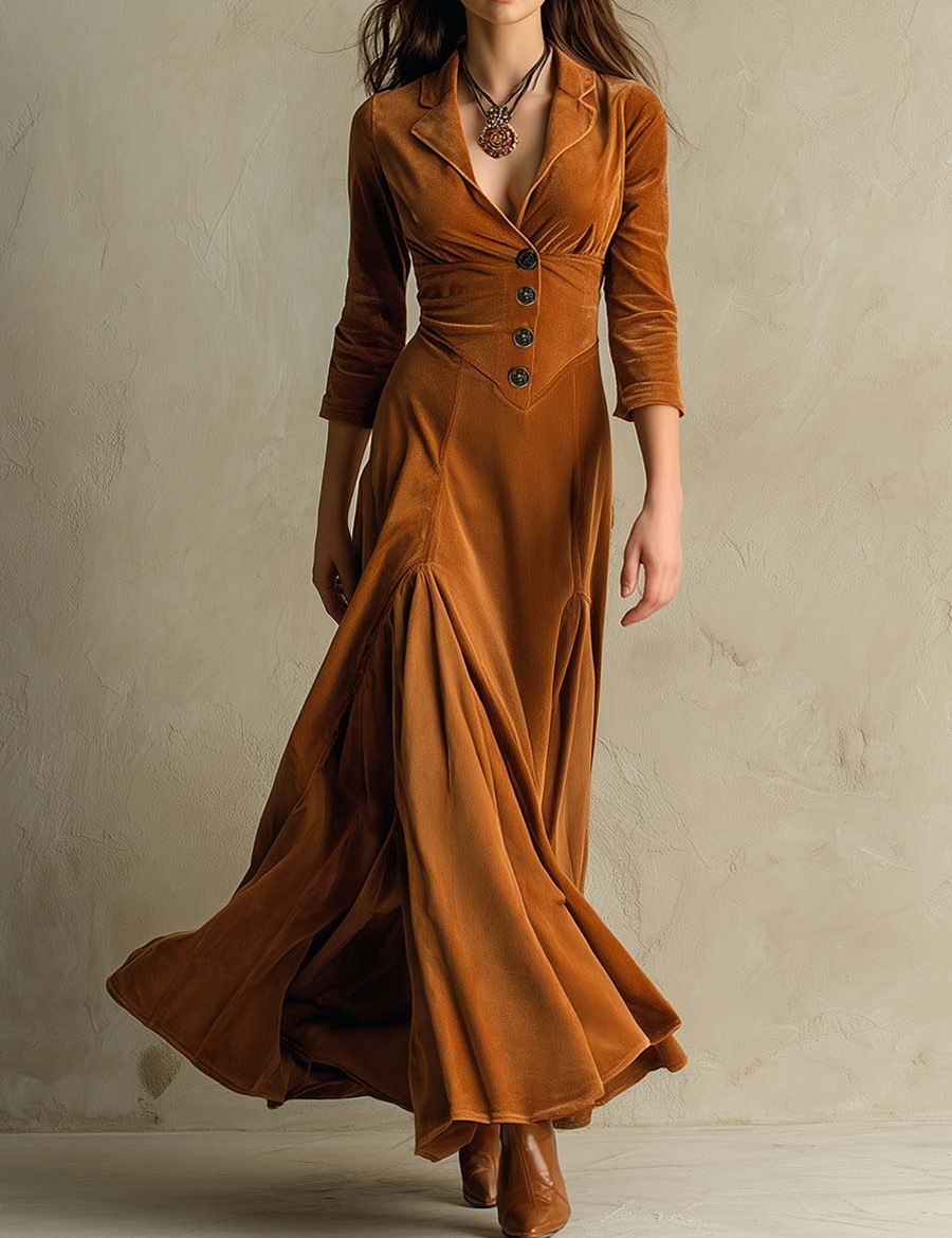 Veronika – Kabát típusú bársony ruha, retro stílusú