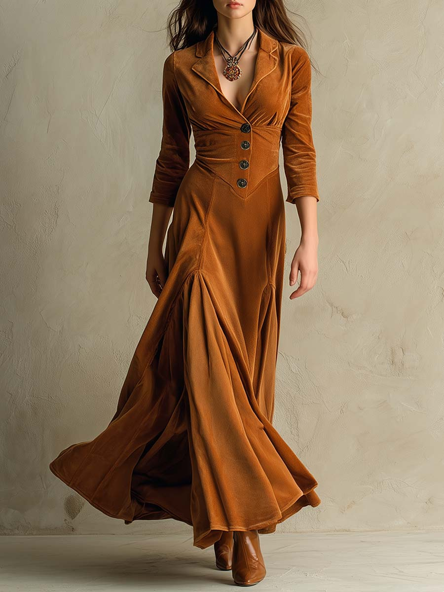 Veronika – Kabát típusú bársony ruha, retro stílusú
