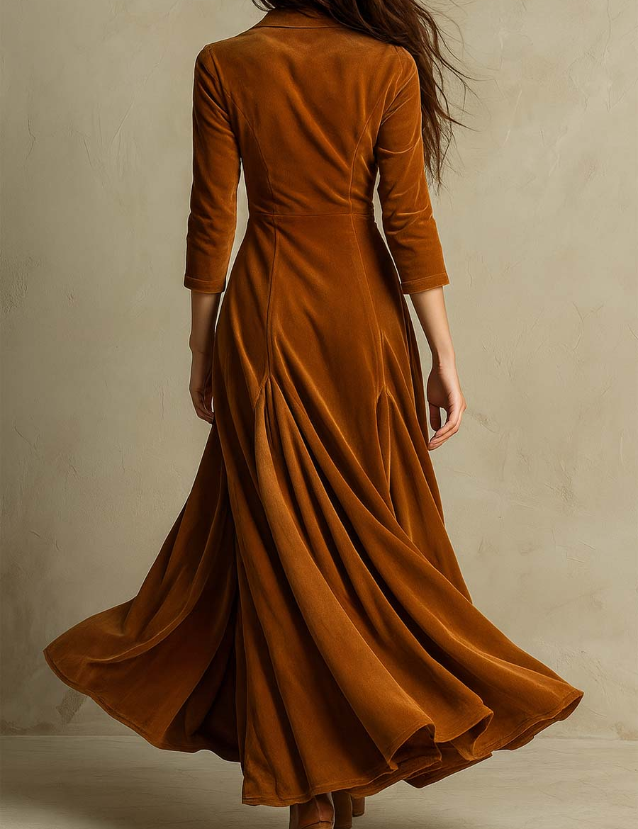 Veronika – Kabát típusú bársony ruha, retro stílusú