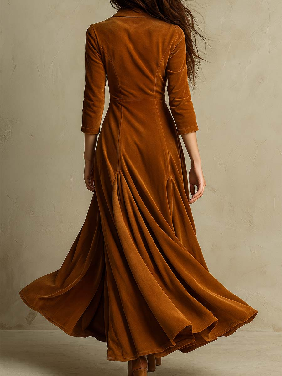 Veronika – Kabát típusú bársony ruha, retro stílusú