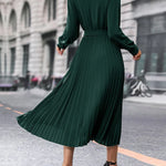Elina – Elegáns, hosszú ujjú, redőzött női Midi ruha
