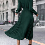 Elina – Elegáns, hosszú ujjú, redőzött női Midi ruha