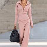 Valeria – Elegáns retro sport maxi ruha V-nyakkal és cipzárral